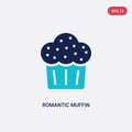 Two color romantic muffin vector icon from food concept. isolated blue romantic muffin vector sign symbol can be use for web,