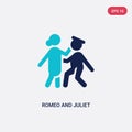 Two color romeo and juliet vector icon from literature concept. isolated blue romeo and juliet vector sign symbol can be use for Royalty Free Stock Photo