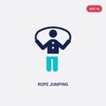 Two color rope jumping vector icon from behavior concept. isolated blue rope jumping vector sign symbol can be use for web, mobile