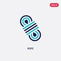 Two color rope vector icon from camping concept. isolated blue rope vector sign symbol can be use for web, mobile and logo. eps 10