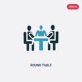 Two color round table vector icon from people concept. isolated blue round table vector sign symbol can be use for web, mobile and Royalty Free Stock Photo