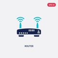 Two color router vector icon from electrian connections concept. isolated blue router vector sign symbol can be use for web,