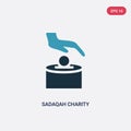 Two color sadaqah charity vector icon from religion-2 concept. isolated blue sadaqah charity vector sign symbol can be use for web