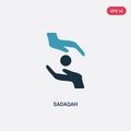 Two color sadaqah vector icon from religion-2 concept. isolated blue sadaqah vector sign symbol can be use for web, mobile and