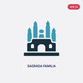 Two color sagrada familia vector icon from monuments concept. isolated blue sagrada familia vector sign symbol can be use for web Royalty Free Stock Photo