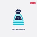 Two color salt and pepper shakers vector icon from furniture and household concept. isolated blue salt and pepper shakers vector Royalty Free Stock Photo