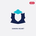Two color samurai helmet vector icon from fashion concept. isolated blue samurai helmet vector sign symbol can be use for web,