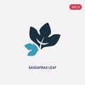 Two color sassafras leaf vector icon from nature concept. isolated blue sassafras leaf vector sign symbol can be use for web,
