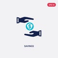 Two color savings vector icon from digital economy concept. isolated blue savings vector sign symbol can be use for web, mobile Royalty Free Stock Photo