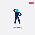 Two color sca human vector icon from feelings concept. isolated blue sca human vector sign symbol can be use for web, mobile and