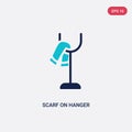 Two color scarf on hanger vector icon from clothes concept. isolated blue scarf on hanger vector sign symbol can be use for web, Royalty Free Stock Photo