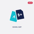 Two color school cart vector icon from education concept. isolated blue school cart vector sign symbol can be use for web, mobile Royalty Free Stock Photo