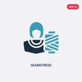 Two color seamstress vector icon from professions & jobs concept. isolated blue seamstress vector sign symbol can be use for web,