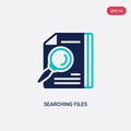 Two color searching files vector icon from education concept. isolated blue searching files vector sign symbol can be use for web