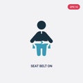Two color seat belt on vector icon from people concept. isolated blue seat belt on vector sign symbol can be use for web, mobile Royalty Free Stock Photo