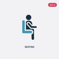 Two color seating vector icon from people concept. isolated blue seating vector sign symbol can be use for web, mobile and logo. Royalty Free Stock Photo