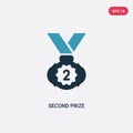 Two color second prize vector icon from sports concept. isolated blue second prize vector sign symbol can be use for web, mobile