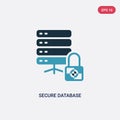 Two color secure database vector icon from security concept. isolated blue secure database vector sign symbol can be use for web, Royalty Free Stock Photo