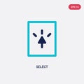 Two color select vector icon from cursor concept. isolated blue select vector sign symbol can be use for web, mobile and logo. eps