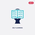 Two color self-learning vector icon from e-learning and education concept. isolated blue self-learning vector sign symbol can be