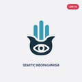 Two color semitic neopaganism vector icon from religion concept. isolated blue semitic neopaganism vector sign symbol can be use