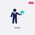 Two color servant vector icon from hotel and restaurant concept. isolated blue servant vector sign symbol can be use for web,