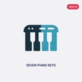 Two color seven piano keys vector icon from music concept. isolated blue seven piano keys vector sign symbol can be use for web, Royalty Free Stock Photo