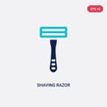 Two color shaving razor vector icon from hygiene concept. isolated blue shaving razor vector sign symbol can be use for web, Royalty Free Stock Photo