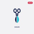 Two color shears vector icon from farming concept. isolated blue shears vector sign symbol can be use for web, mobile and logo.