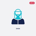 Two color sheik vector icon from desert concept. isolated blue sheik vector sign symbol can be use for web, mobile and logo. eps