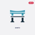 Two color shinto vector icon from religion concept. isolated blue shinto vector sign symbol can be use for web, mobile and logo.