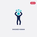 Two color shocked human vector icon from feelings concept. isolated blue shocked human vector sign symbol can be use for web,
