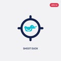 Two color shoot duck vector icon from entertainment concept. isolated blue shoot duck vector sign symbol can be use for web,