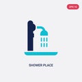 Two color shower place vector icon from beauty concept. isolated blue shower place vector sign symbol can be use for web, mobile