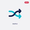 Two color shuffle vector icon from arrows 2 concept. isolated blue shuffle vector sign symbol can be use for web, mobile and logo