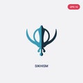 Two color sikhism vector icon from religion concept. isolated blue sikhism vector sign symbol can be use for web, mobile and logo