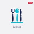 Two color silverware vector icon from furniture and household concept. isolated blue silverware vector sign symbol can be use for