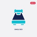 Two color single bed vector icon from hotel and restaurant concept. isolated blue single bed vector sign symbol can be use for web Royalty Free Stock Photo