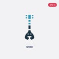 Two color sitar vector icon from religion concept. isolated blue sitar vector sign symbol can be use for web, mobile and logo. eps