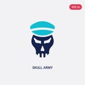 Two color skull army vector icon from army and war concept. isolated blue skull army vector sign symbol can be use for web, mobile