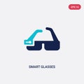 Two color smart glasses vector icon from future technology concept. isolated blue smart glasses vector sign symbol can be use for Royalty Free Stock Photo