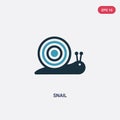 Two color snail vector icon from nature concept. isolated blue snail vector sign symbol can be use for web, mobile and logo. eps