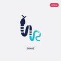 Two color snake vector icon from wild west concept. isolated blue snake vector sign symbol can be use for web, mobile and logo.