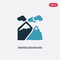 Two color snowed mountains vector icon from nature concept. isolated blue snowed mountains vector sign symbol can be use for web,