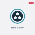 Two color soccer ball with pentagons vector icon from sports concept. isolated blue soccer ball with pentagons vector sign symbol