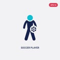 Two color soccer player vector icon from football concept. isolated blue soccer player vector sign symbol can be use for web, Royalty Free Stock Photo