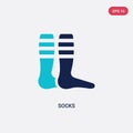Two color socks vector icon from football concept. isolated blue socks vector sign symbol can be use for web, mobile and logo. eps Royalty Free Stock Photo