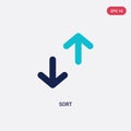 Two color sort vector icon from arrows 2 concept. isolated blue sort vector sign symbol can be use for web, mobile and logo. eps