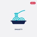 Two color spaguetti vector icon from food concept. isolated blue spaguetti vector sign symbol can be use for web, mobile and logo Royalty Free Stock Photo