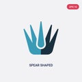 Two color spear shaped vector icon from nature concept. isolated blue spear shaped vector sign symbol can be use for web, mobile